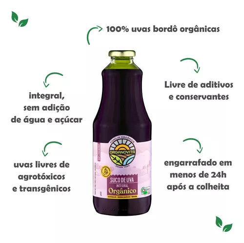 Suco de Uva Integral Orgânico- Organovita 1L