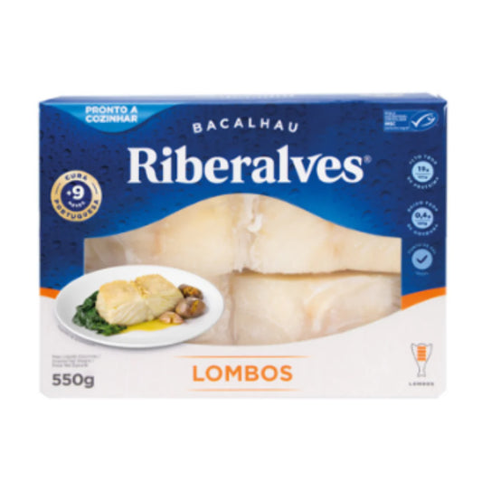 Lombo de Bacalhau Gadus morhua dessalgado e Congelado (Riberalves) - 550g