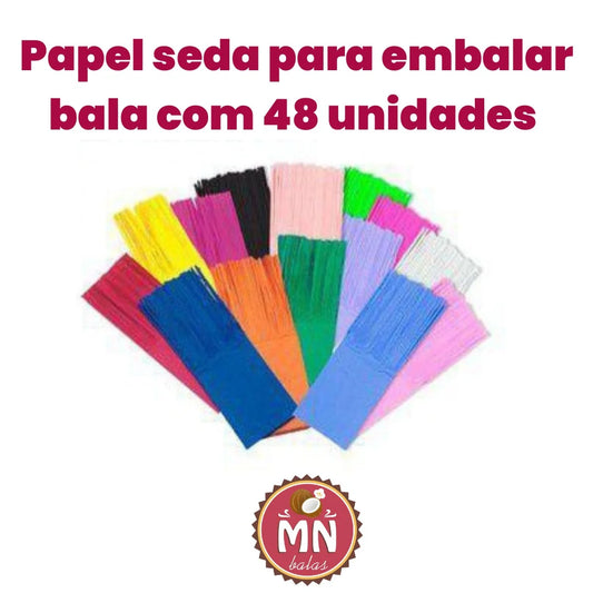 Papel seda para embalar bala com 48 unidades